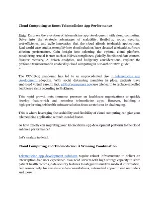 cloud computing to boost telemedicine