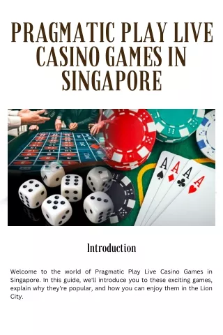 Pragmatic Play Live Casino Games Singapore: Elevate Your Interactive Gaming