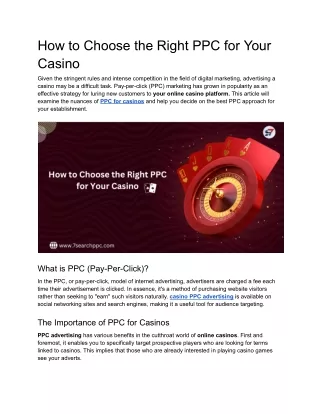 How to Choose the Right PPC for Your Casino
