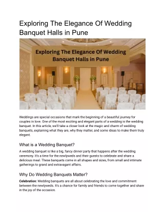 Exploring The Elegance Of Wedding Banquet Halls in Pune