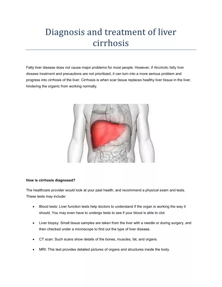 diagnosis and treatment of liver cirrhosis