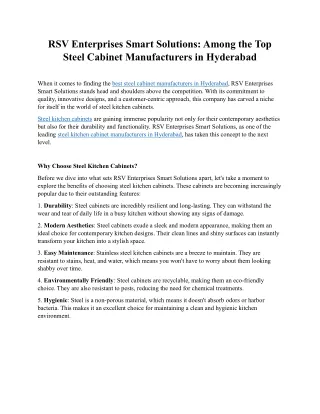 best steel cabinet manufacturers in hyderabad- RSV enterprises smart solution
