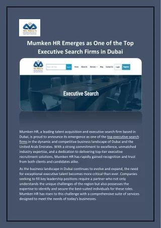 Top Executive Search Firms - Mumken HR