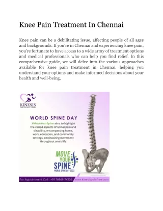 Knee Pain Treatment In Chennai