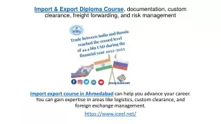 Import & Export Diploma Course, documentation, custom clearance, freight forwarding, and risk management