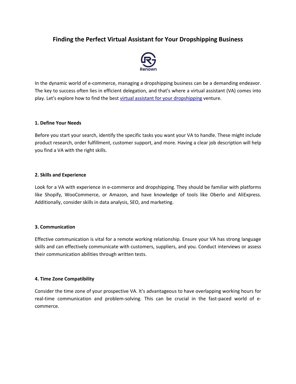 PPT - Finding the Perfect Virtual Assistant for Your Dropshipping ...
