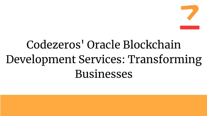 codezeros oracle blockchain development services