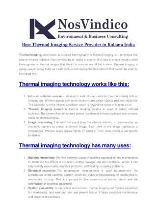 Best Thermal Imaging Service Provider in Kolkata India