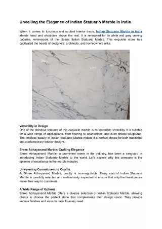 unveiling the elegance of indian statuario marble