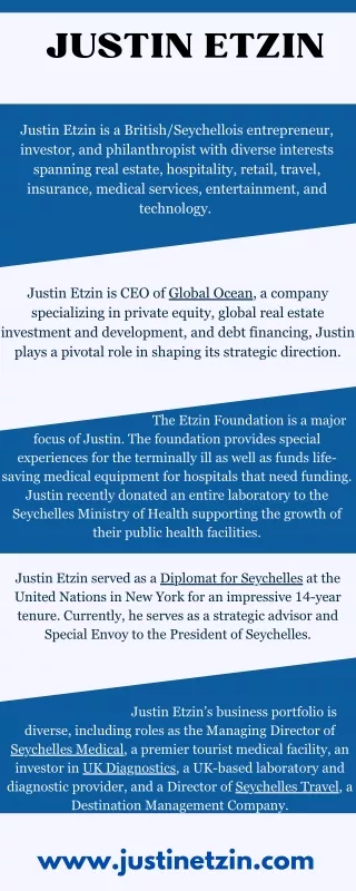 Justin Etzin - British and Seychelles Entrepreneur
