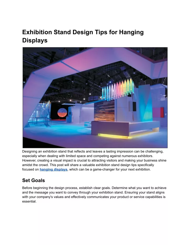 exhibition stand design tips for hanging displays