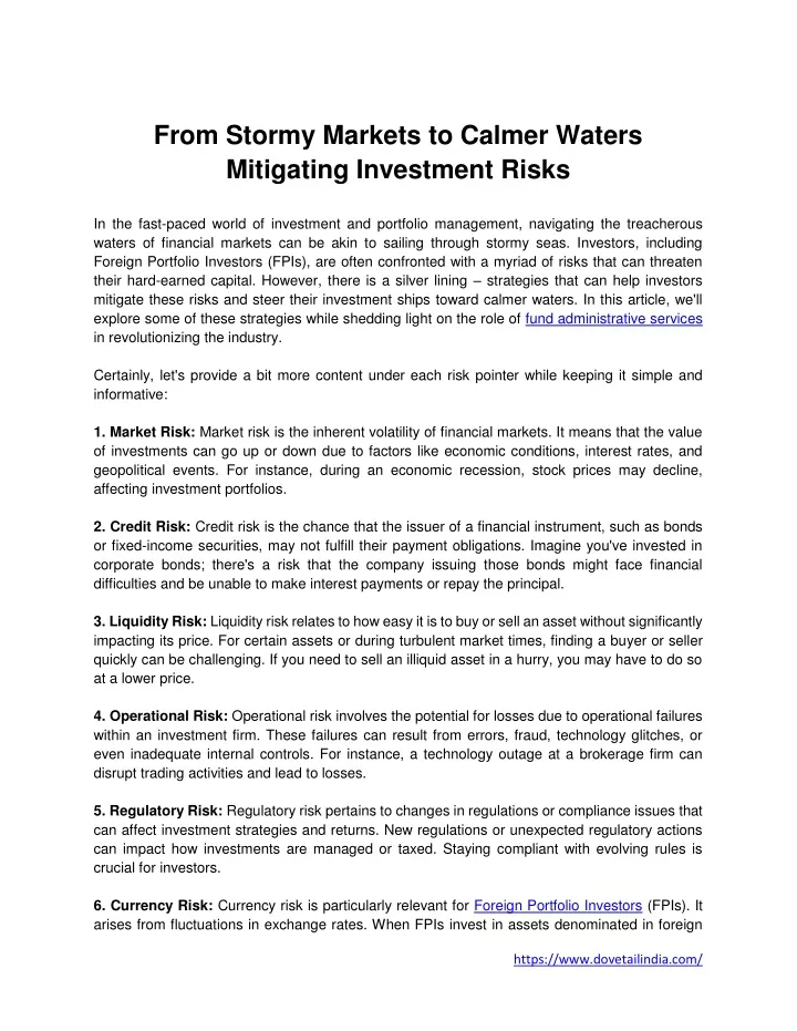 from stormy markets to calmer waters mitigating