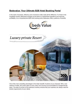 Bedsvalue: Your Ultimate B2B Hotel Booking Portal