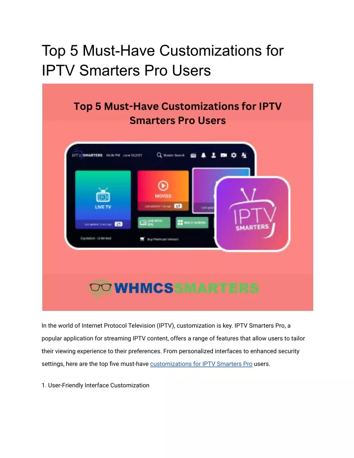 top 5 must have customizations for iptv smarters