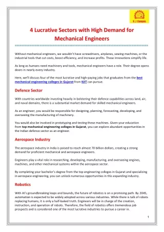 4 Lucrative Sectors With High Demand for Mechanical Engineers