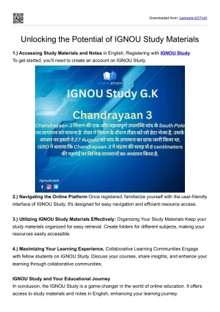 Unlocking the Potential of IGNOU Study Materials