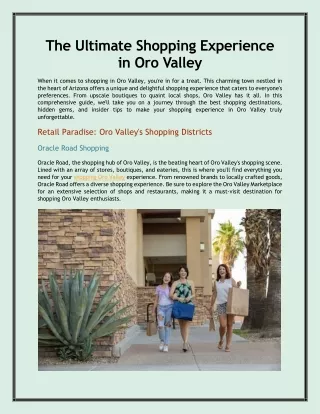 The Ultimate Shopping Experience in Oro Valley