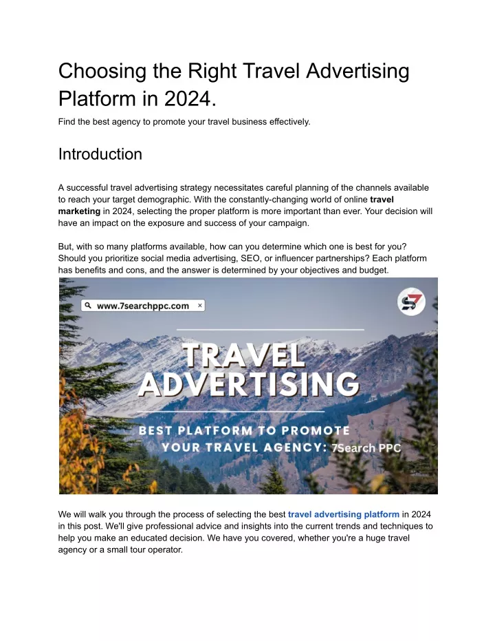 choosing the right travel advertising platform