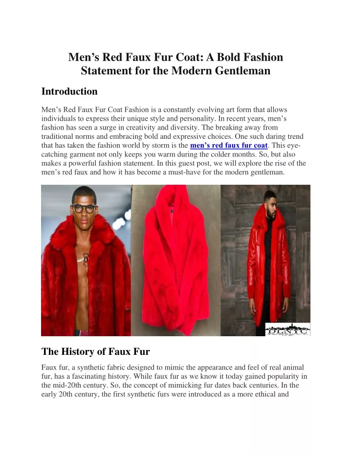 men s red faux fur coat a bold fashion statement