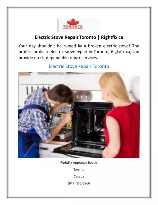Electric Stove Repair Toronto Rightfix.ca