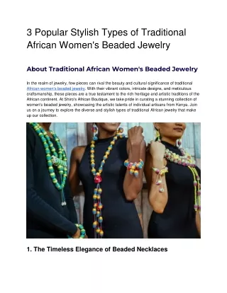 3 Popular Stylish Types of Traditional African Women's Beaded Jewelry