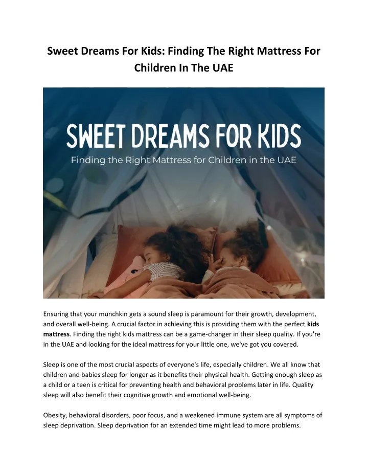 sweet dreams for kids finding the right mattress