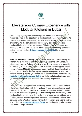 Elevate Your Culinary Experience with Modular Kitchens in Dubai