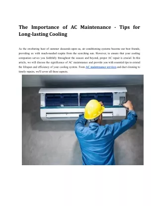 the importance of ac maintenance tips for long