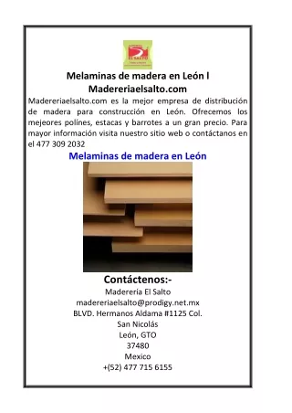 Melaminas de madera en León  Madereriaelsalto.com