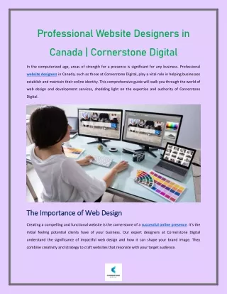 Professional Website Designers in Canada Cornerstone Digital