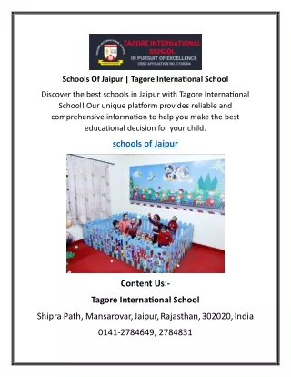 Schools Of Jaipur | Tagore International School