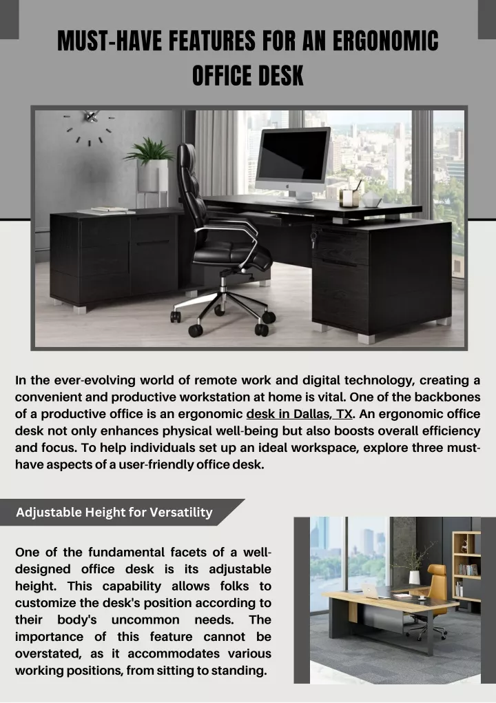 must have features for an ergonomic office desk