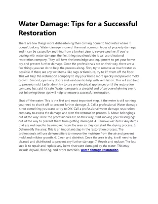 water damage tips for a successful restoration