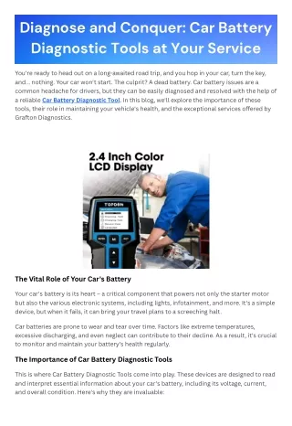 diagnose and conquer car battery diagnostic tools