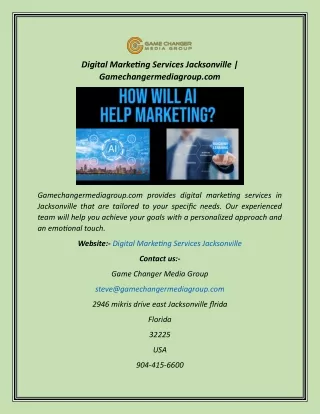 Digital Marketing Services Jacksonville  Gamechangermediagroup