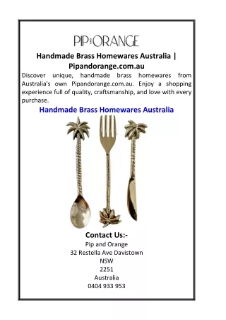 Handmade Brass Homewares Australia  Pipandorange.com.au