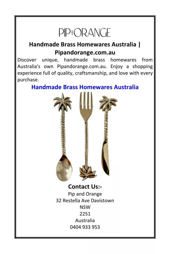 handmade brass homewares australia pipandorange