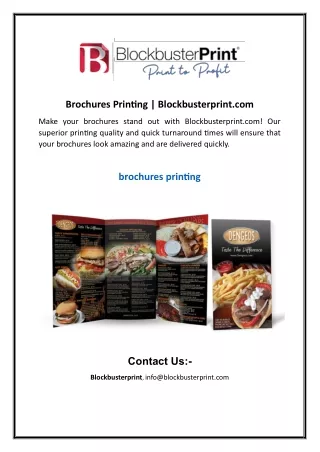 Brochures Printing - Blockbusterprint