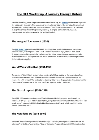 Football World Cup History