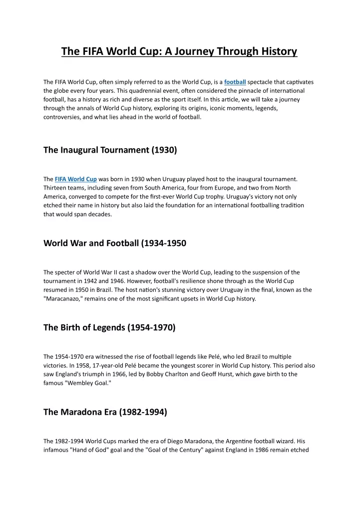 the fifa world cup a journey through history