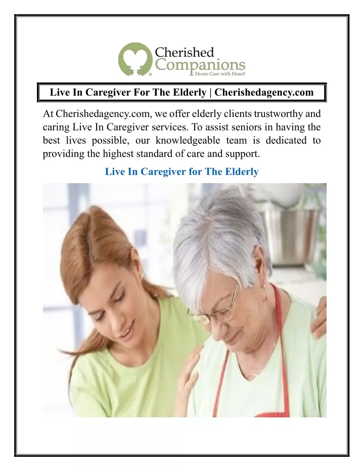 live in caregiver for the elderly cherishedagency