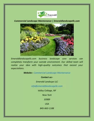 Commercial Landscape Maintenance  Emeraldlandscapellc