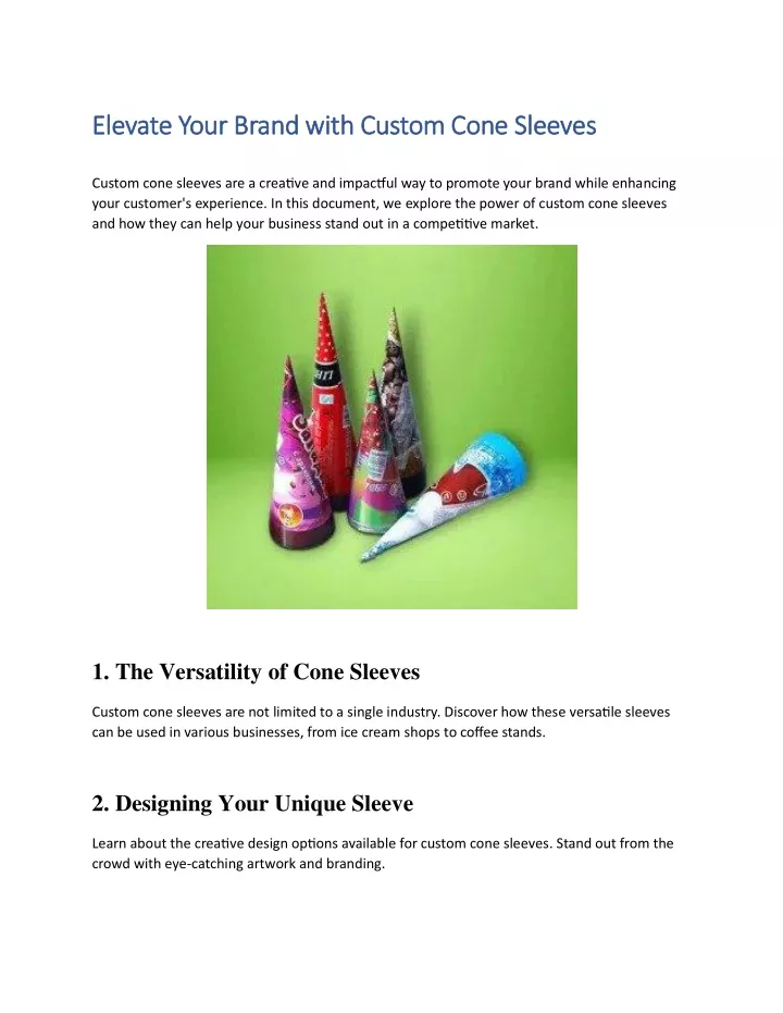 elevate your brand with custom cone sleeves