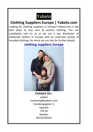 Clothing Suppliers Europe  Yabelo.com