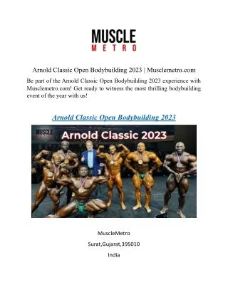 Arnold Classic Open Bodybuilding 2023   Musclemetro