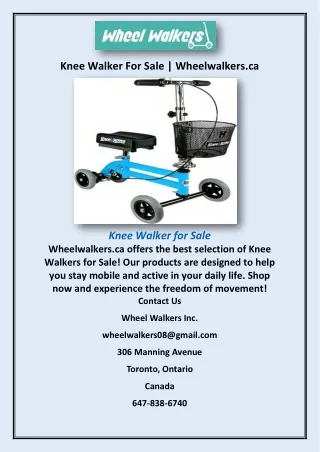 Knee Walker For Sale | Wheelwalkers.ca