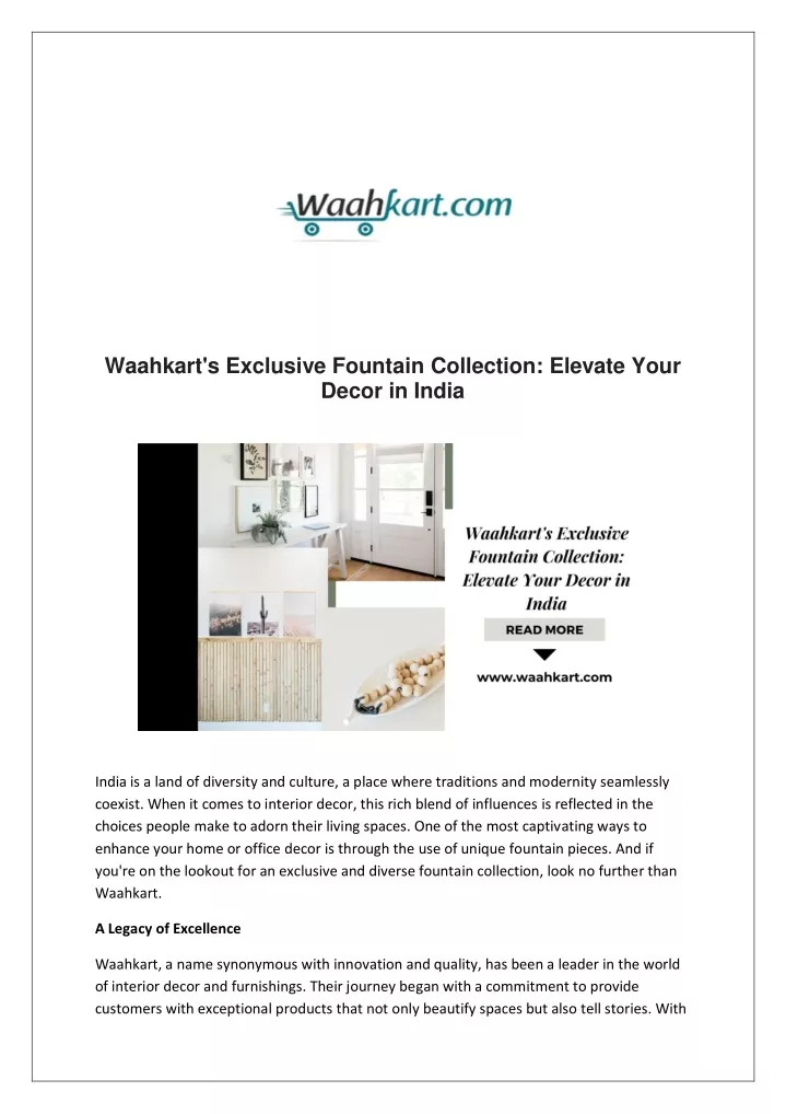waahkart s exclusive fountain collection elevate