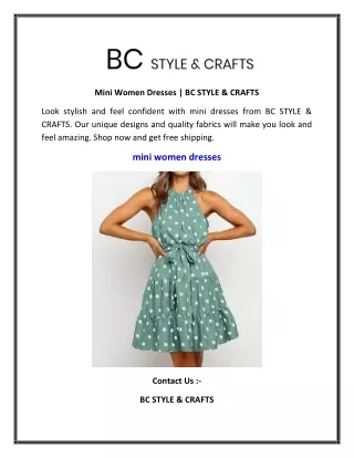 Mini Women Dresses  BC STYLE & CRAFTS