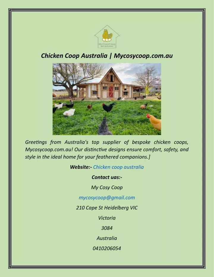 chicken coop australia mycosycoop com au