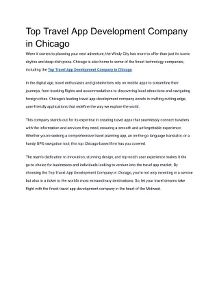 Top Travel App Development Company in Chicago